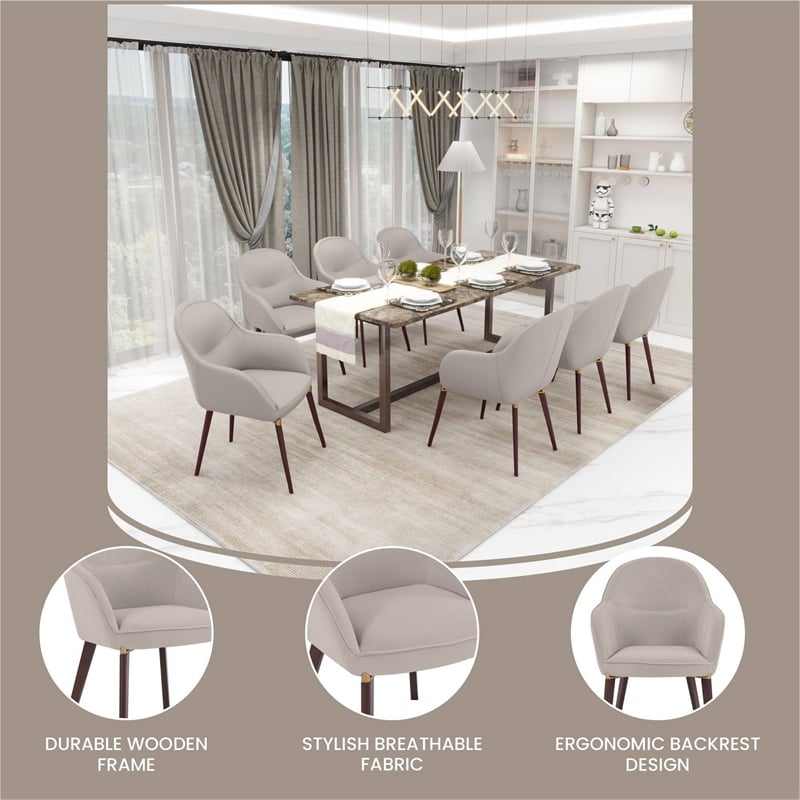 Elias Dining Chair Upholstered in Velvet and Powder Coated Legs in Light Gray