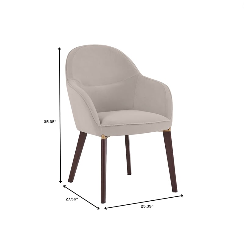 Elias Dining Chair Upholstered in Velvet and Powder Coated Legs in Light Gray