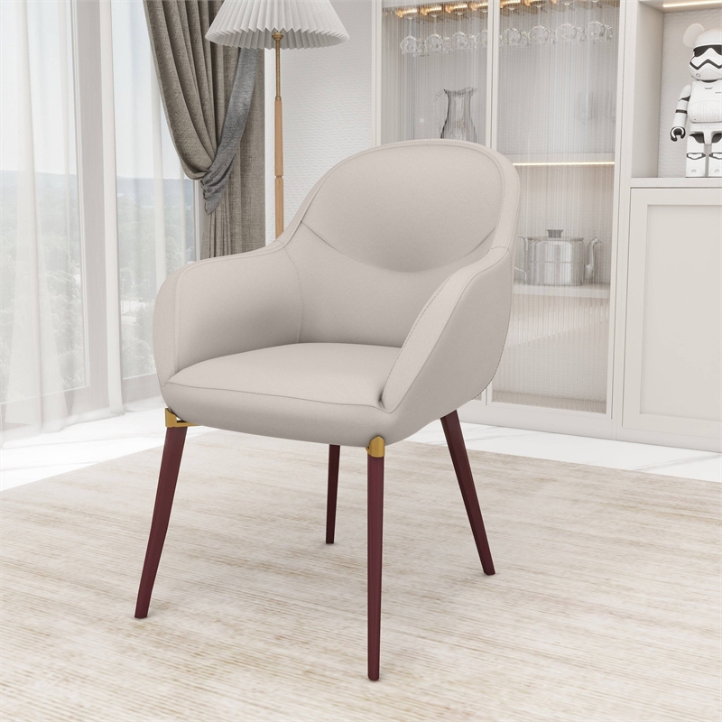 Elias Dining Chair Upholstered in Velvet and Powder Coated Legs in Light Gray