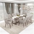 Elias Dining Chair Upholstered in Velvet and Powder Coated Legs in Light Gray