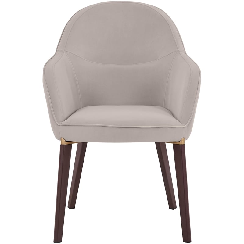 Elias Dining Chair Upholstered in Velvet and Powder Coated Legs in Light Gray