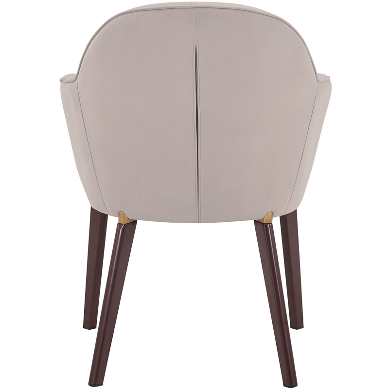 Elias Dining Chair Upholstered in Velvet and Powder Coated Legs in Light Gray