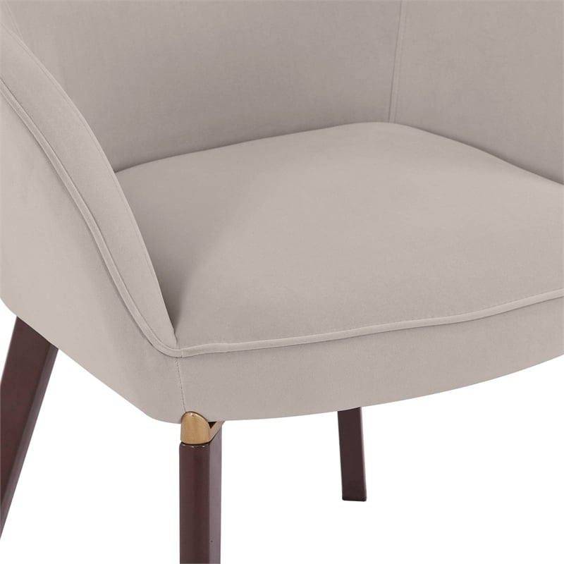 Elias Dining Chair Upholstered in Velvet and Powder Coated Legs in Light Gray