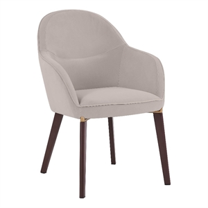Elias Dining Chair Upholstered in Velvet and Powder Coated Legs in Light Gray