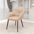 Elias Dining Chair Upholstered in Leather and Powder Coated Legs in Light Taupe