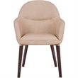 Elias Dining Chair Upholstered in Leather and Powder Coated Legs in Light Taupe