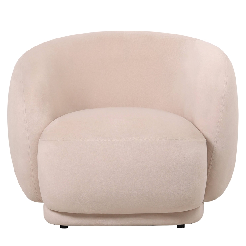 Accent Chair Upholstered in Velvet Single-Seater Sofa Armchair in Beige