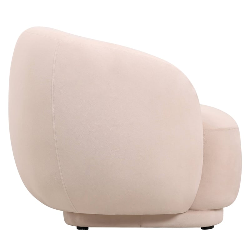 Accent Chair Upholstered in Velvet Single-Seater Sofa Armchair in Beige