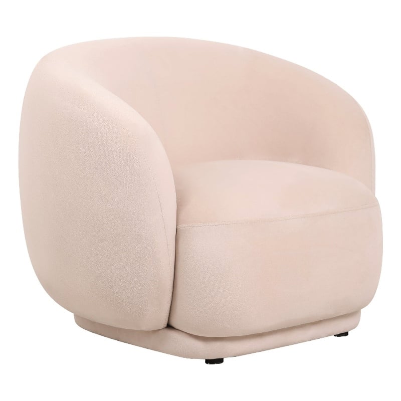 Accent Chair Upholstered in Velvet Single-Seater Sofa Armchair in Beige