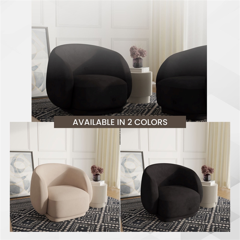 Accent Chair Upholstered in Velvet Single-Seater Sofa Armchair in Black