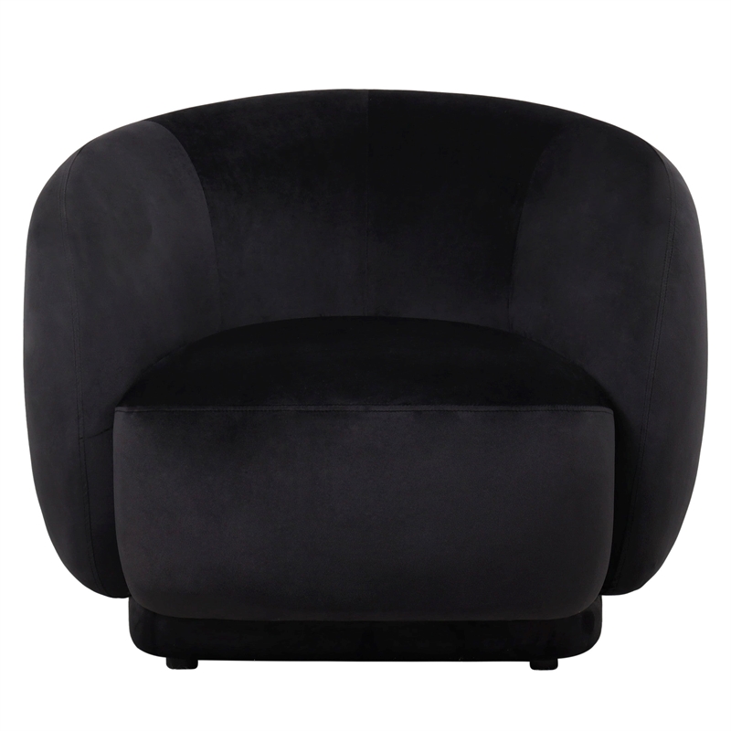 Accent Chair Upholstered in Velvet Single-Seater Sofa Armchair in Black