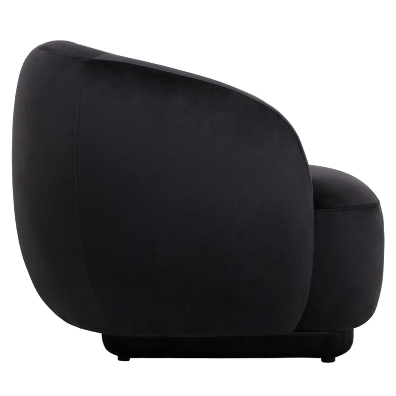 Accent Chair Upholstered in Velvet Single-Seater Sofa Armchair in Black