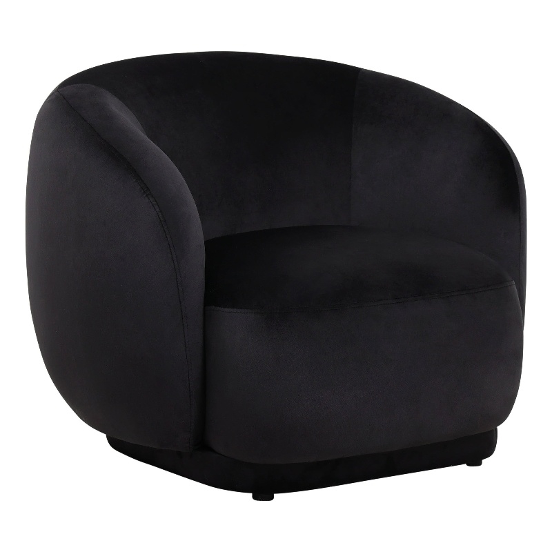 Accent Chair Upholstered in Velvet Single-Seater Sofa Armchair in Black