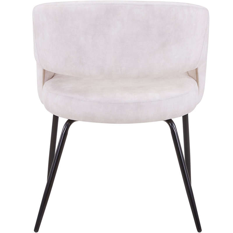 Dining Chair in Velvet with Open Curved Backrest Iron Base in Beige