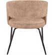Dining Chair in Velvet with Open Curved Backrest Iron Base in Light Brown
