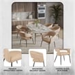 Dining Chair in Leather with Open Curved Backrest Iron Base in Light Taupe