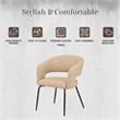 Dining Chair in Leather with Open Curved Backrest Iron Base in Light Taupe