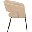 Dining Chair in Leather with Open Curved Backrest Iron Base in Light Taupe