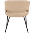 Dining Chair in Leather with Open Curved Backrest Iron Base in Light Taupe
