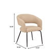 Dining Chair in Leather with Open Curved Backrest Iron Base in Light Taupe