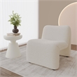 Accent Chair Upholstered in Fabric Padded Seat Iron Base in White Boucle