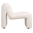 Accent Chair Upholstered in Fabric Padded Seat Iron Base in White Boucle