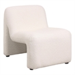 Accent Chair Upholstered in Fabric Padded Seat Iron Base in White Boucle