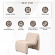 Accent Chair Upholstered in Velvet Padded Seat Iron Base in Beige