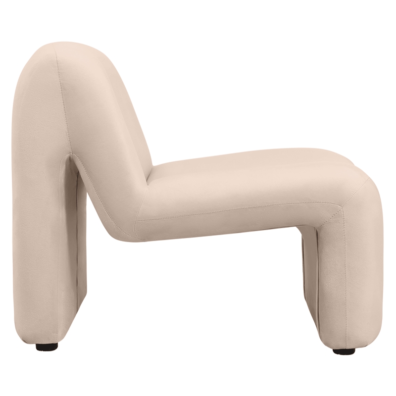 Accent Chair Upholstered in Velvet Padded Seat Iron Base in Beige