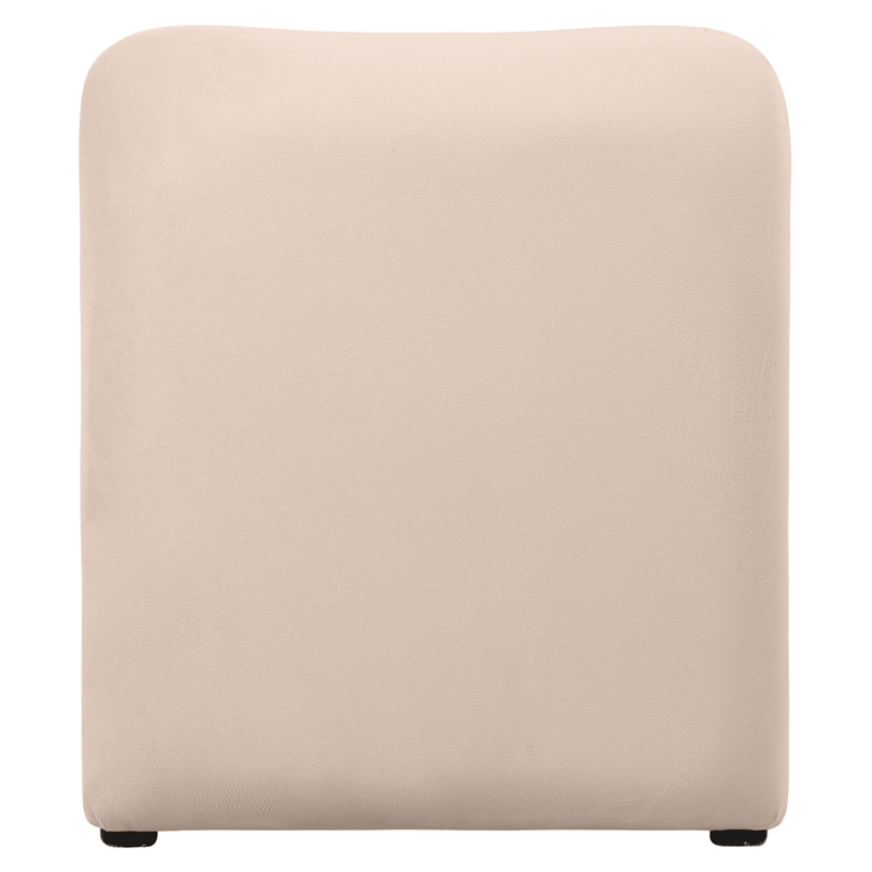 Accent Chair Upholstered in Velvet Padded Seat Iron Base in Beige