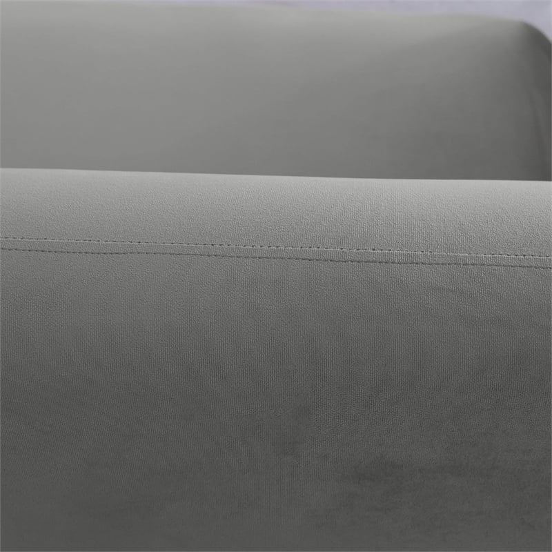 Zuno Three-Seater Upholstered Velvet Sofa with Gold Iron Legs in Light Gray