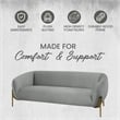 Zuno Three-Seater Upholstered Velvet Sofa with Gold Iron Legs in Light Gray