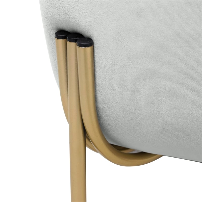 Zuno Three-Seater Upholstered Velvet Sofa with Gold Iron Legs in Light Gray