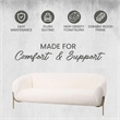 Zuno Three-Seater Upholstered Velvet Sofa with Gold Iron Legs in White