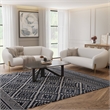 Zuno Three-Seater Upholstered Velvet Sofa with Gold Iron Legs in White