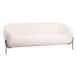 Zuno Three-Seater Upholstered Velvet Sofa with Gold Iron Legs in White