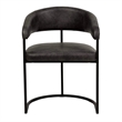 Aero Leather Upholstered Dining Chair with Powder-Coated Iron Frame in Charcoal