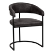 Aero Leather Upholstered Dining Chair with Powder-Coated Iron Frame in Charcoal