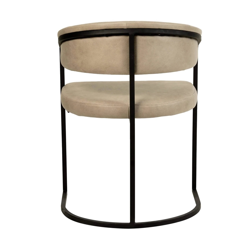Aero Leather Upholstered Dining Chair with Powder-Coated Iron Frame in Oatmeal