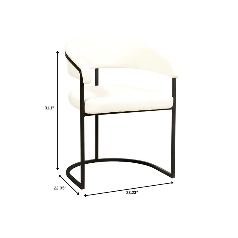 Aero Fabric Upholstered Dining Chair with Powder-Coated Iron Frame in White
