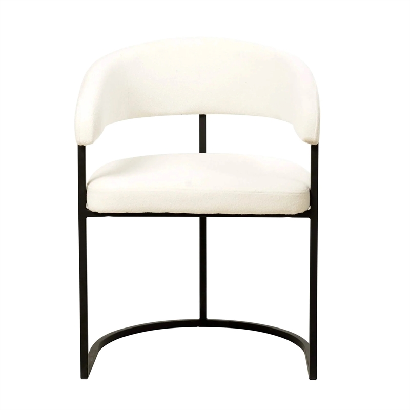 Aero Fabric Upholstered Dining Chair with Powder-Coated Iron Frame in White