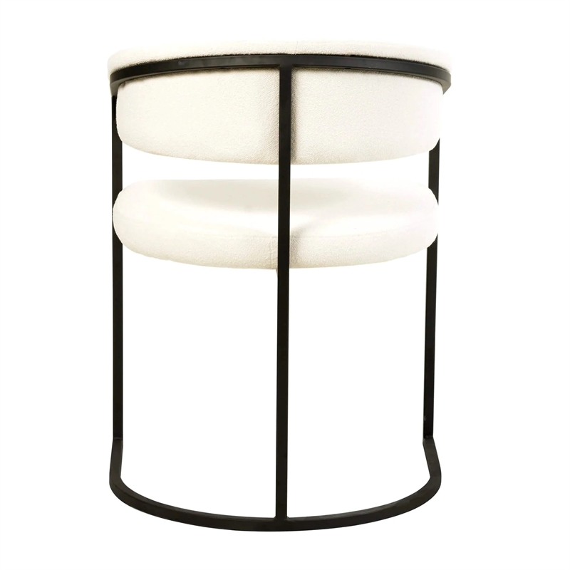 Aero Fabric Upholstered Dining Chair with Powder-Coated Iron Frame in White