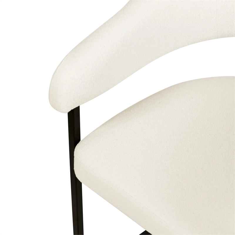 Aero Fabric Upholstered Dining Chair with Powder-Coated Iron Frame in White