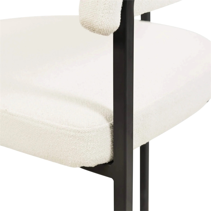 Aero Fabric Upholstered Dining Chair with Powder-Coated Iron Frame in White