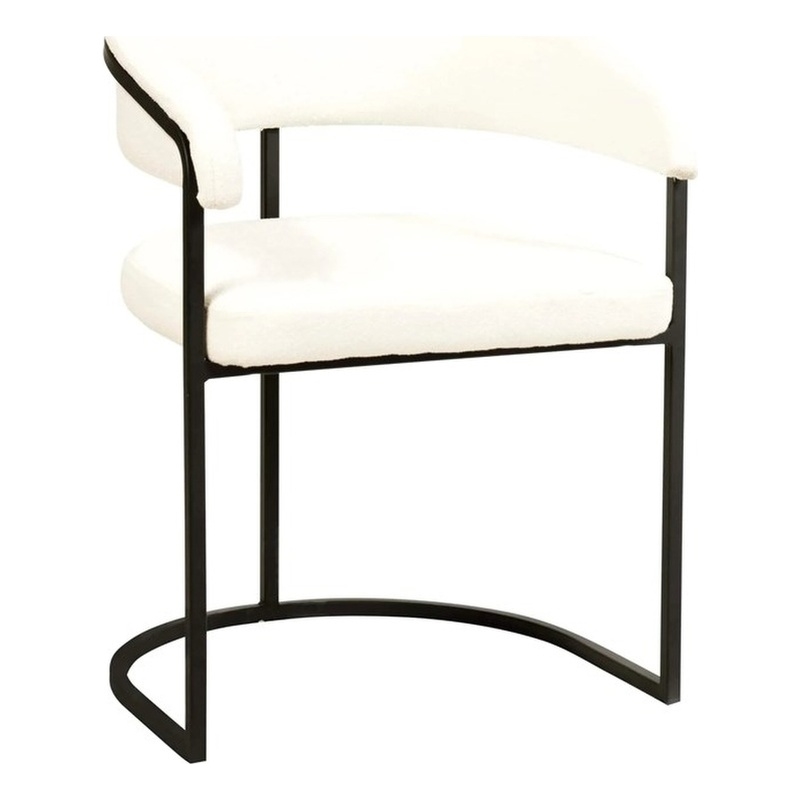 Aero Fabric Upholstered Dining Chair with Powder-Coated Iron Frame in White