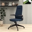 High-Back Office Chair in Leather Adjustable Height Swivel in Blue