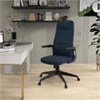 High-Back Office Chair in Leather Adjustable Height Swivel in Blue