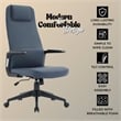 High-Back Office Chair in Leather Adjustable Height Swivel in Blue
