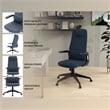 High-Back Office Chair in Leather Adjustable Height Swivel in Blue