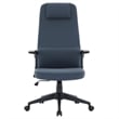 High-Back Office Chair in Leather Adjustable Height Swivel in Blue